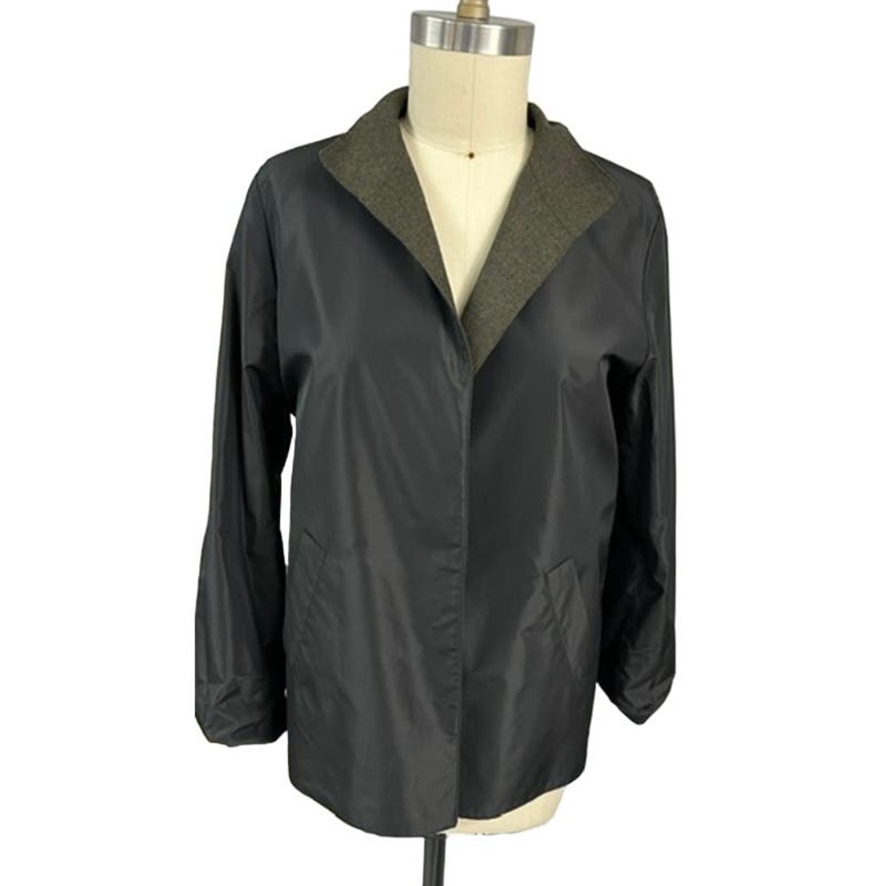 70s/80s Vtg Linda Allard Ellen Tracy Reversible Blazer Sz 10 Black/Olive Green